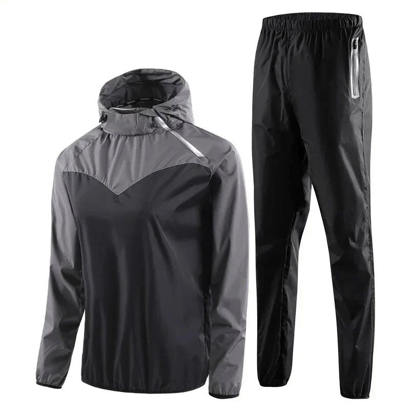 Stylish women's quick dry hooded tracksuit in black with full-zip top and jogger pants, ideal for fitness and running. SF2044 model.