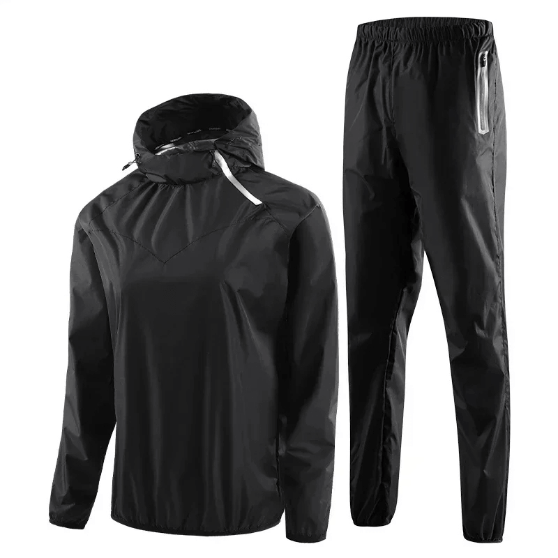 Women's Quick Dry Fitness Hooded Tracksuit SF2044 in black, featuring a zip-up top and jogger pants, perfect for training and outdoor activities.