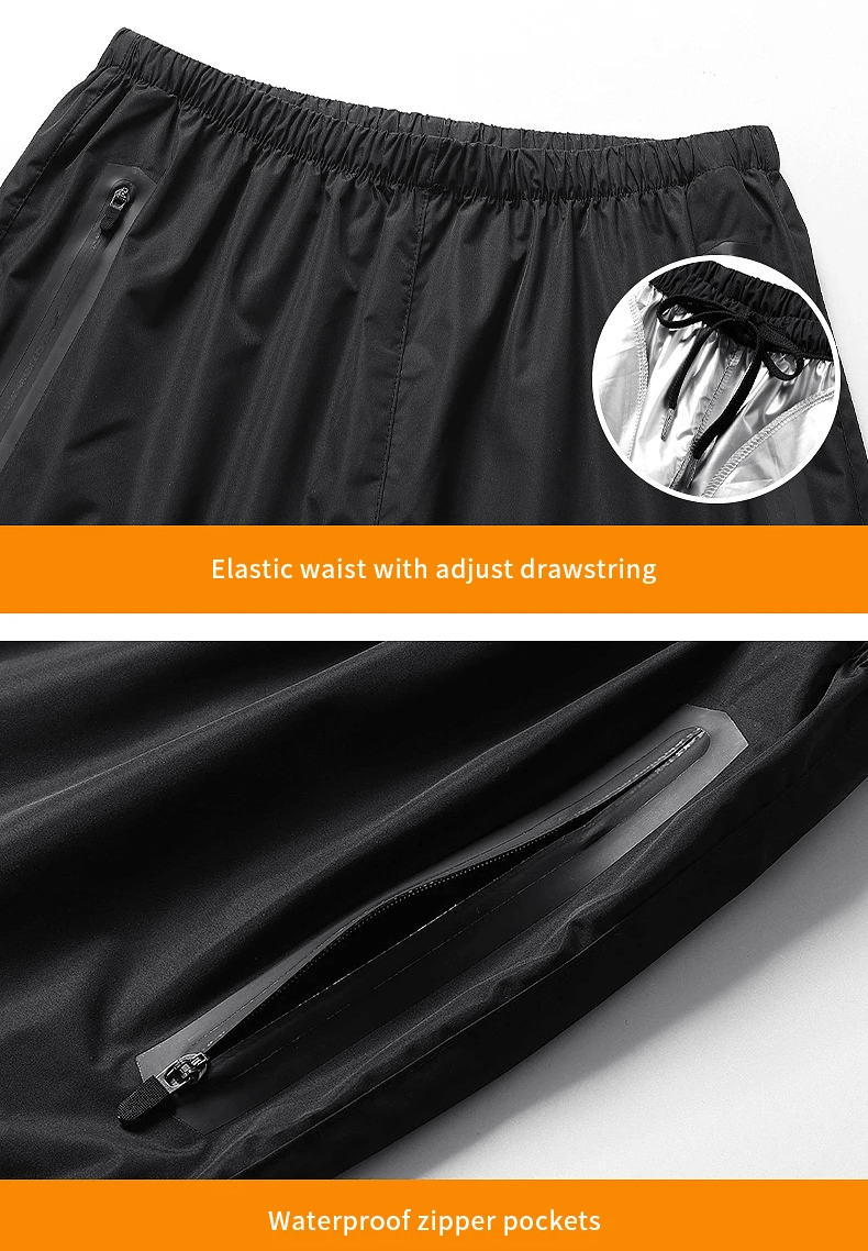 Black women's jogger pants with elastic waist, adjustable drawstring, and waterproof zipper pockets. Perfect for fitness and training.