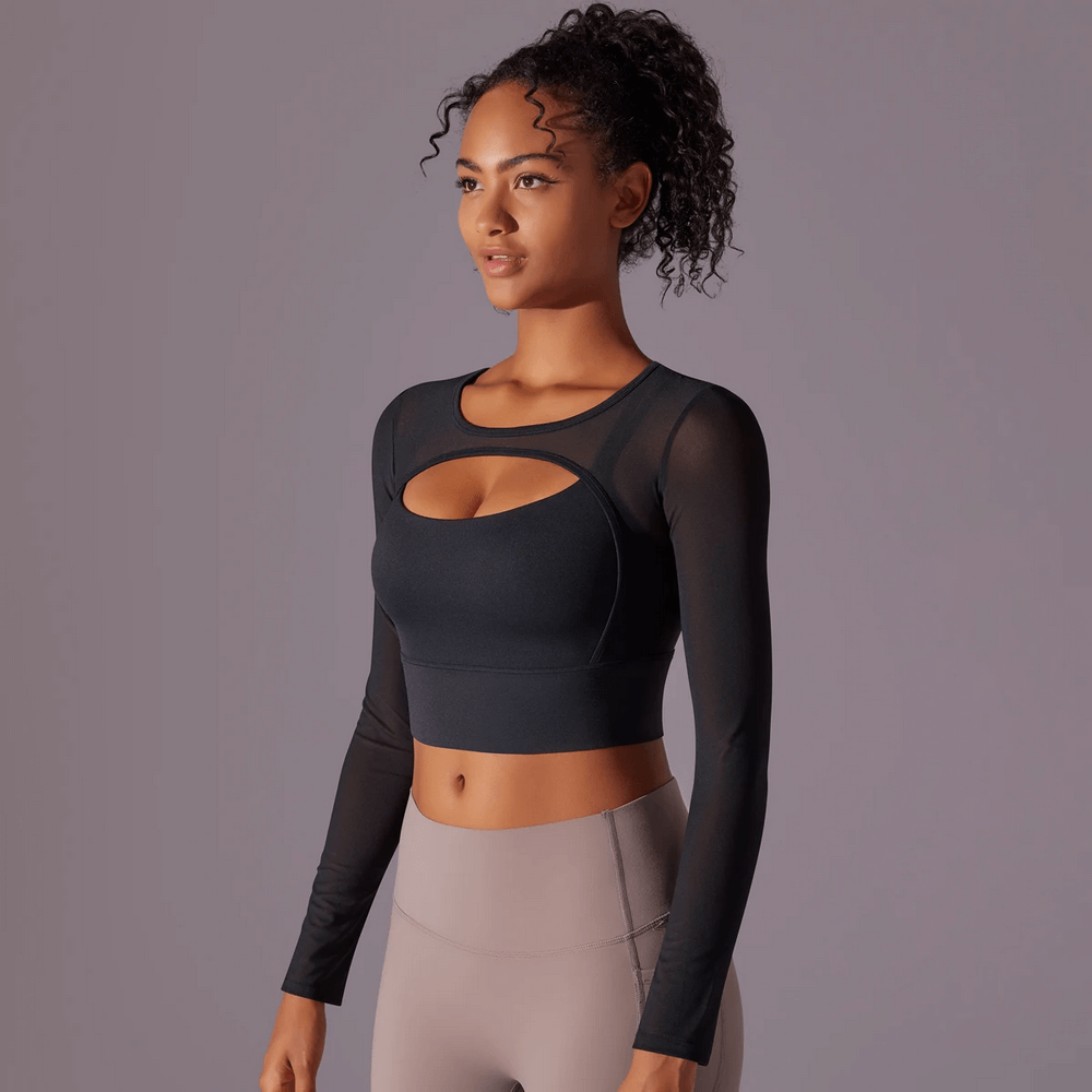 Women’s Quick Dry Mesh Yoga Top with Chest Pads - SF2103