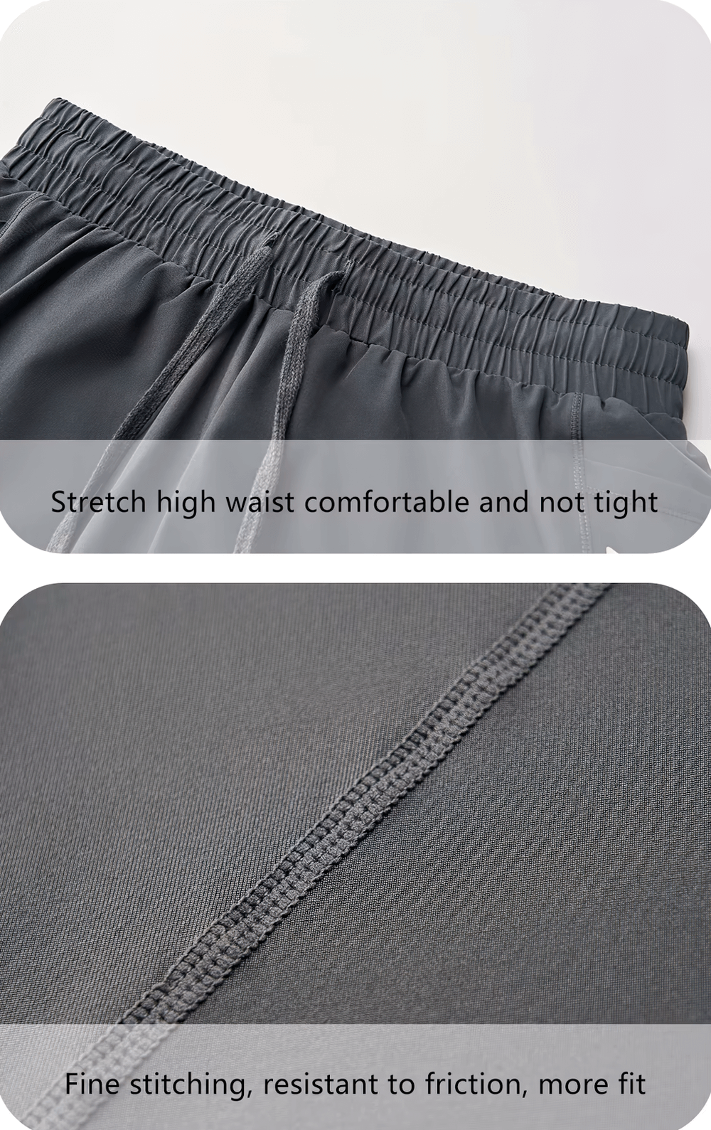 Close-up of women's yoga pants elastic waist and fine stitching details, showcasing comfort and durability.