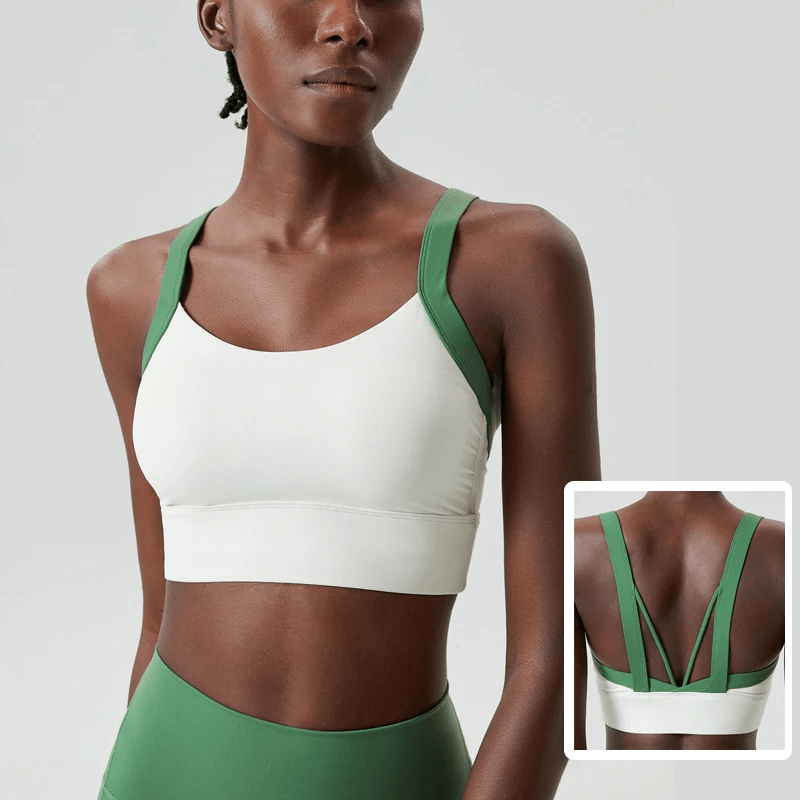 Women's Athletic Two Color Bra Top SF2091 - Stylish and supportive, perfect for yoga and fitness. Unique breathable back design.