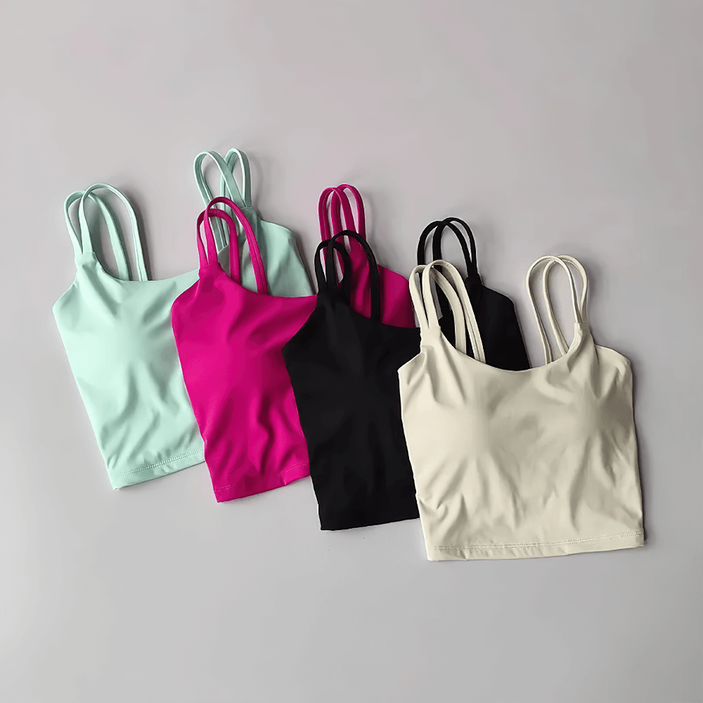 Women's Back-Knot Yoga Sports Bra with Fixed Pads - SF4061 available in multiple colors.