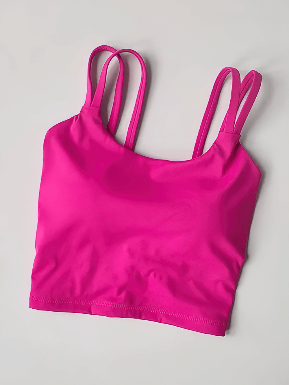 Women's Back-Knot Yoga Sports Bra with Fixed Pads - SF4061 bright pink top with dual straps