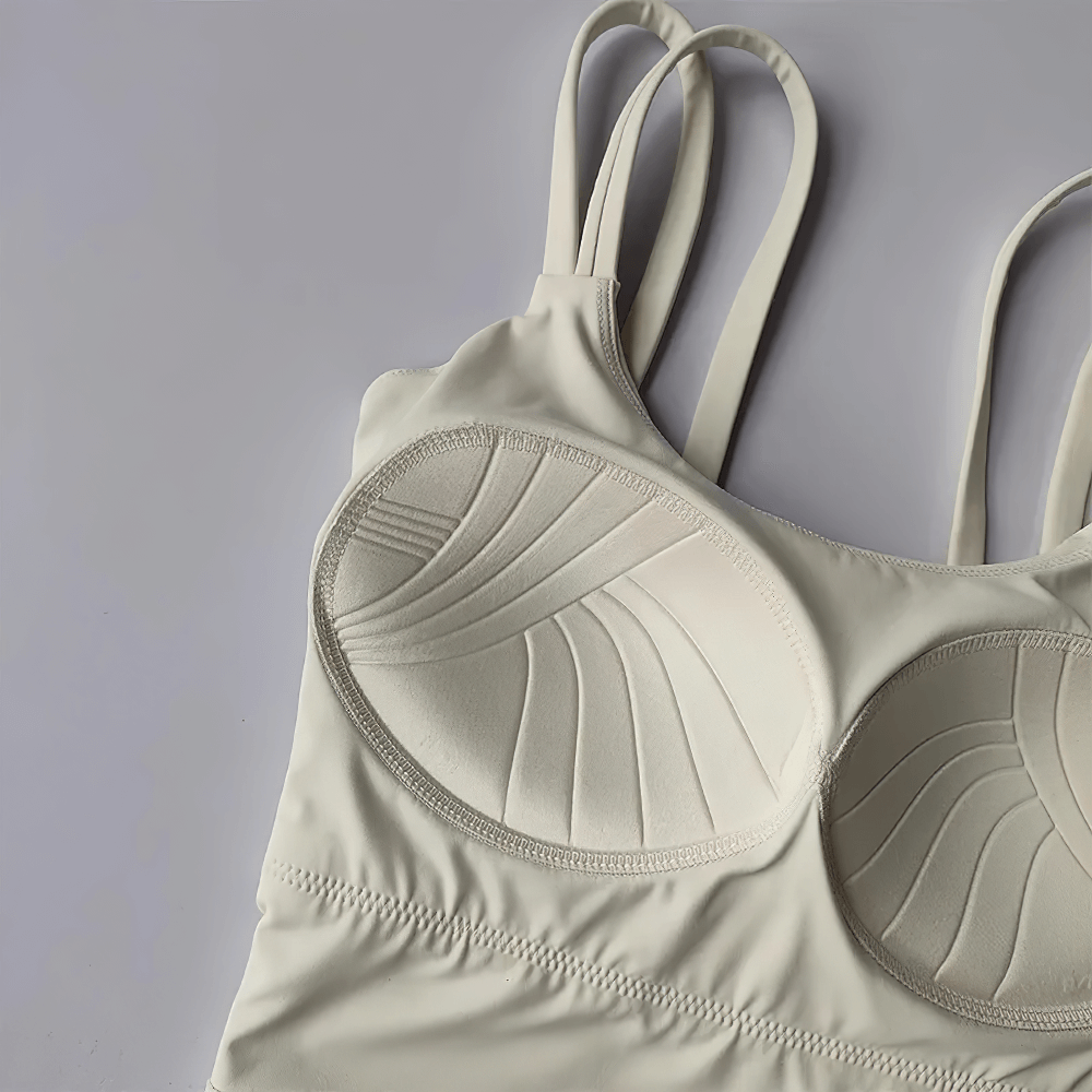 Women's Back-Knot Yoga Sports Bra with Fixed Pads - SF4061 featuring sleek design and supportive fixed pads for workouts.