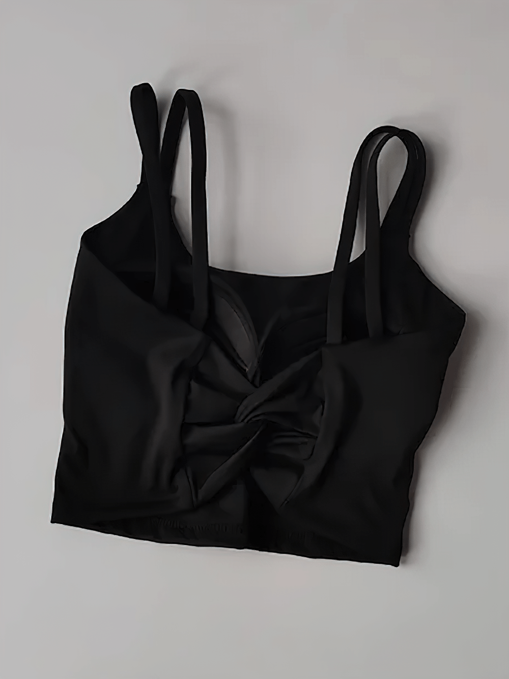 Women's Back-Knot Yoga Sports Bra with Fixed Pads - SF4061, black, twist-back cutout, lingerie-inspired gym top