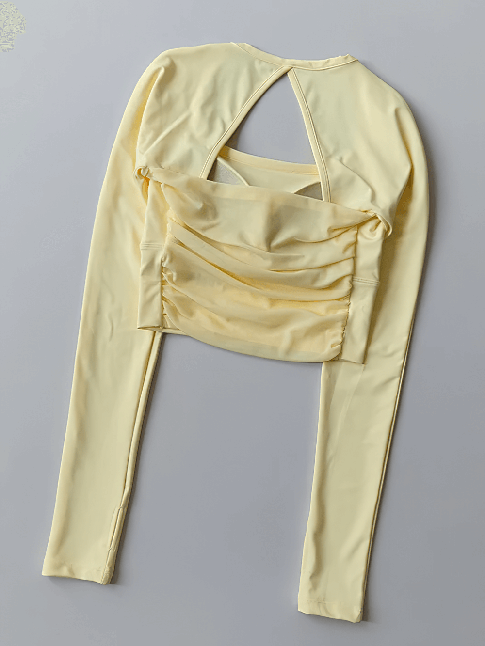 Women's Backless Long Sleeve Yoga Top - SF4188 in yellow with breathable fabric, perfect for active workouts and chic style.