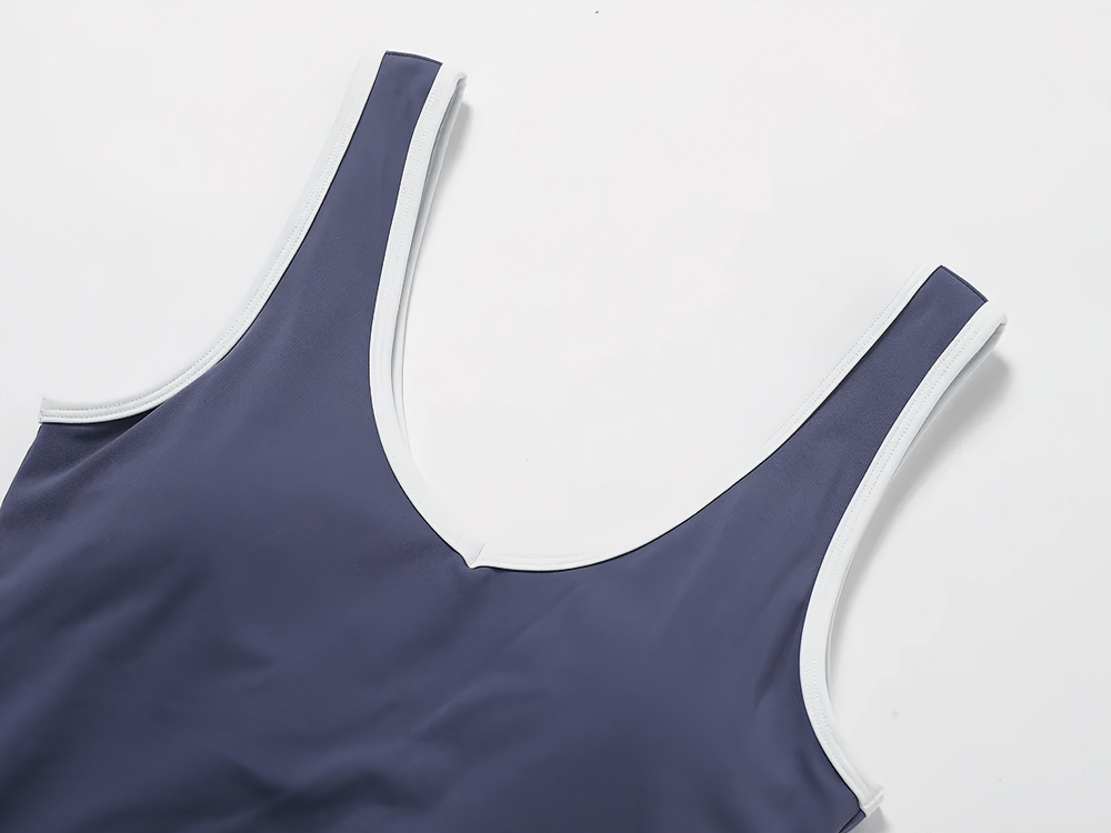 Women's breathable contrast trim tank top SF2435 with scoop neckline, perfect for workouts or casual wear. Stylish and versatile.