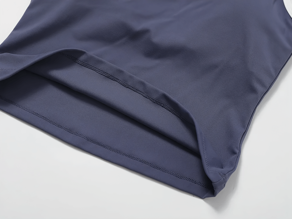 Close-up of Women's Breathable Contrast Trim Tank Top showing stretchy fabric and sleek design, ideal for workouts or casual wear.