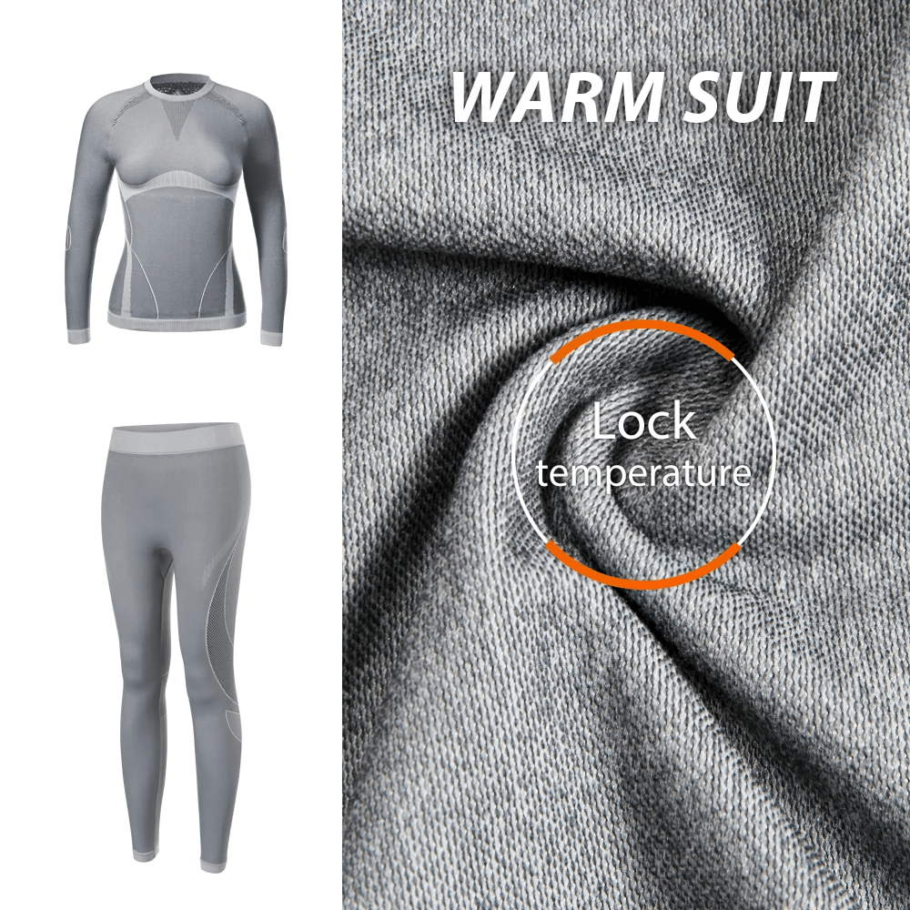 Women's breathable thermal cycling base layer set SF2602 in grey with lock temperature feature.