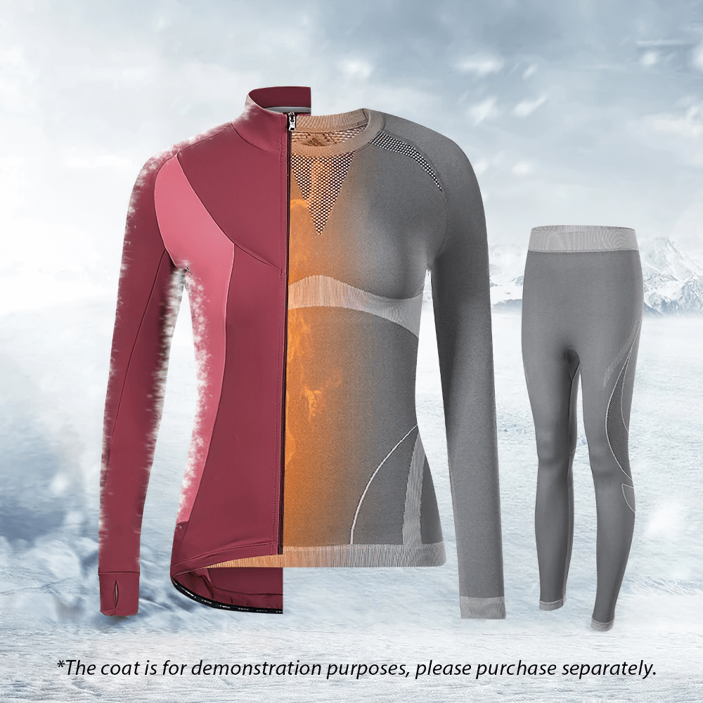 Women's Thermal Cycling Base Layer Set with Breathable Mesh, SF2602, shown with illustrative coat separate, ideal for cold rides.