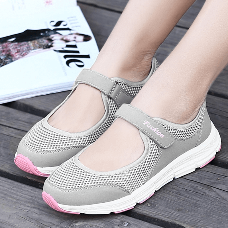 Women's breathable vulcanized flat shoes with mesh design and pink accents, perfect for casual comfort and style - SF1367 sneakers.