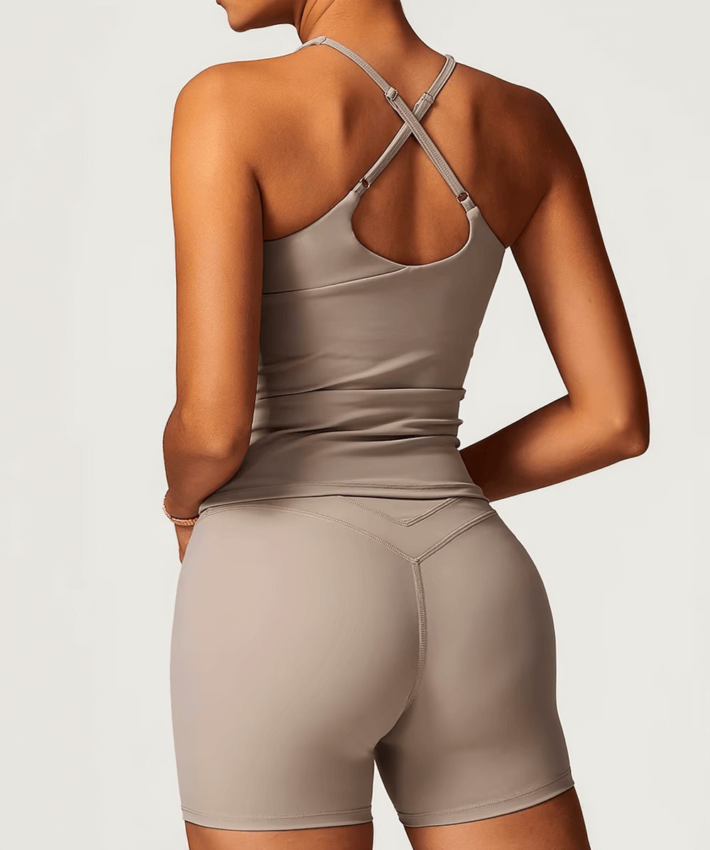 Women's cross-back yoga tank top SF2441 - breathable, quick-dry, perfect for gym, fitness, and dance. Stylish, adjustable, durable design.