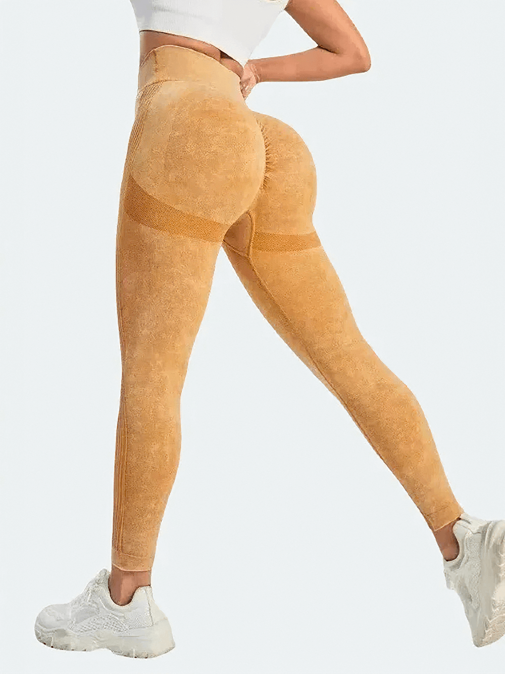 Woman wearing Women's Crossover Waist Butt Lifting Leggings - SF4110 for gym workout