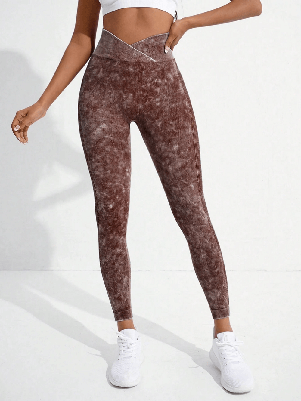 Women's Crossover Waist Butt Lifting Leggings - SF4110 in a stylish design for gym and yoga