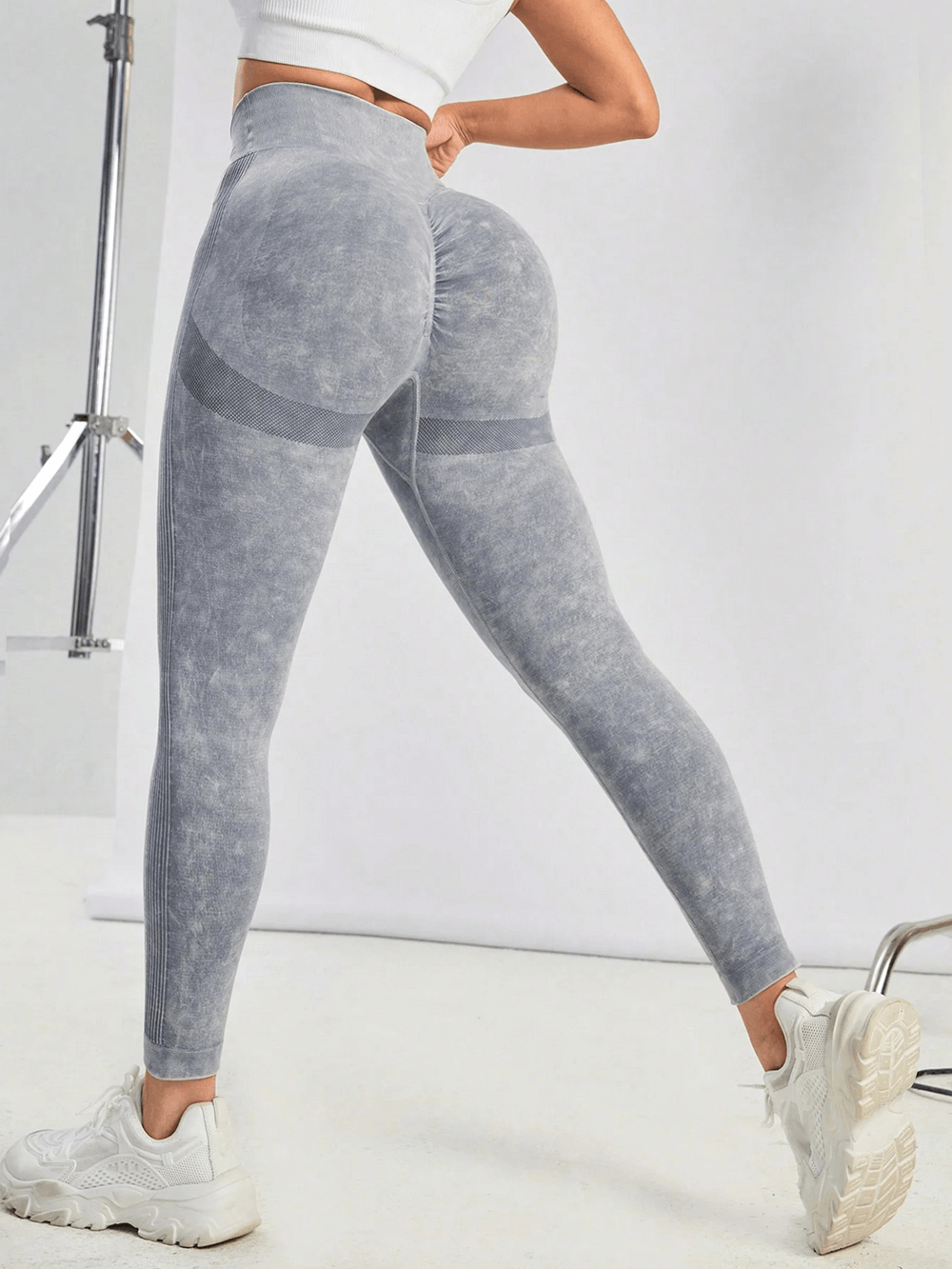 Women's Crossover Waist Butt Lifting Leggings - SF4110, showcasing the stylish design for gym or yoga activities.