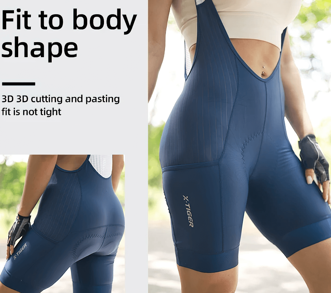 Women's Cycling Bib Shorts with Suspenders - SF2585. Perfect fit for road and MTB rides. Durable polyester and lycra blend.