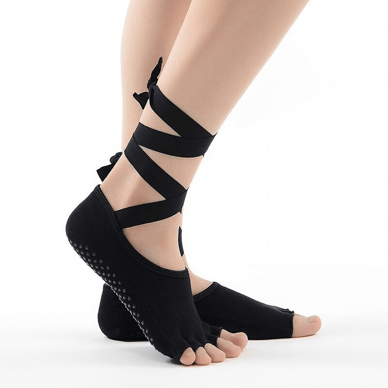 Elastische rutschfeste Trainingssocken für Damen mit offenen Zehen und Bändern – SF1533 