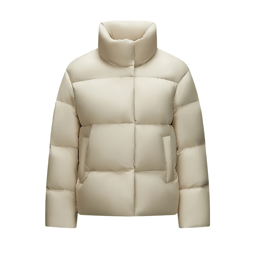 Women's Goose Down Jacket with Stand-Up Collar, SF2312, in solid color - perfect for winter warmth and casual style