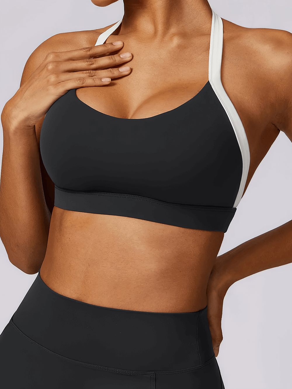 Women's Halter Sports Bra with Contrast Trim - SF2453