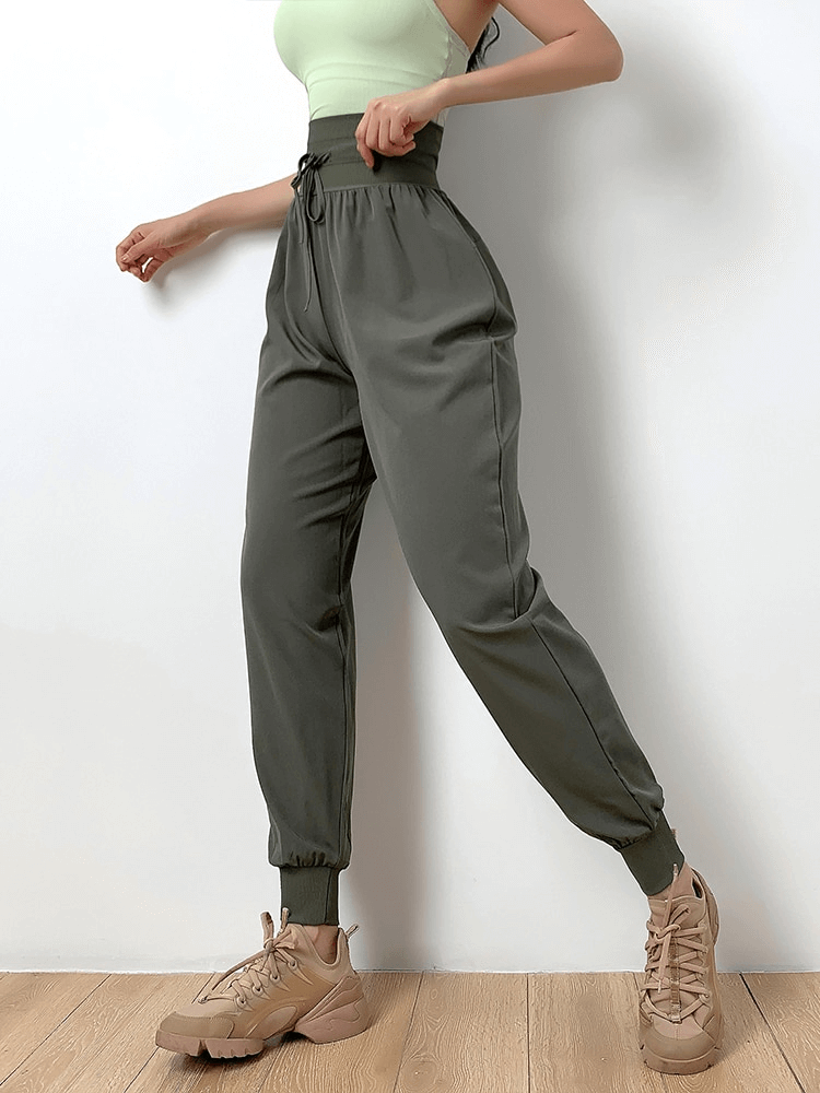 Pantalon de jogging de gymnastique élastique taille haute pour femme avec deux poches latérales - SPF1297 