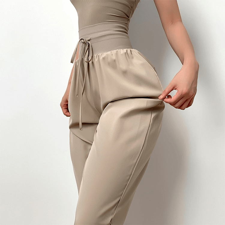 Women's High Waist Elastic Gym Joggers with Two Side Pockets - SF1297