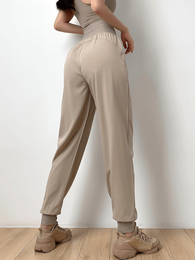 Pantalon de jogging de gymnastique élastique taille haute pour femme avec deux poches latérales - SPF1297 