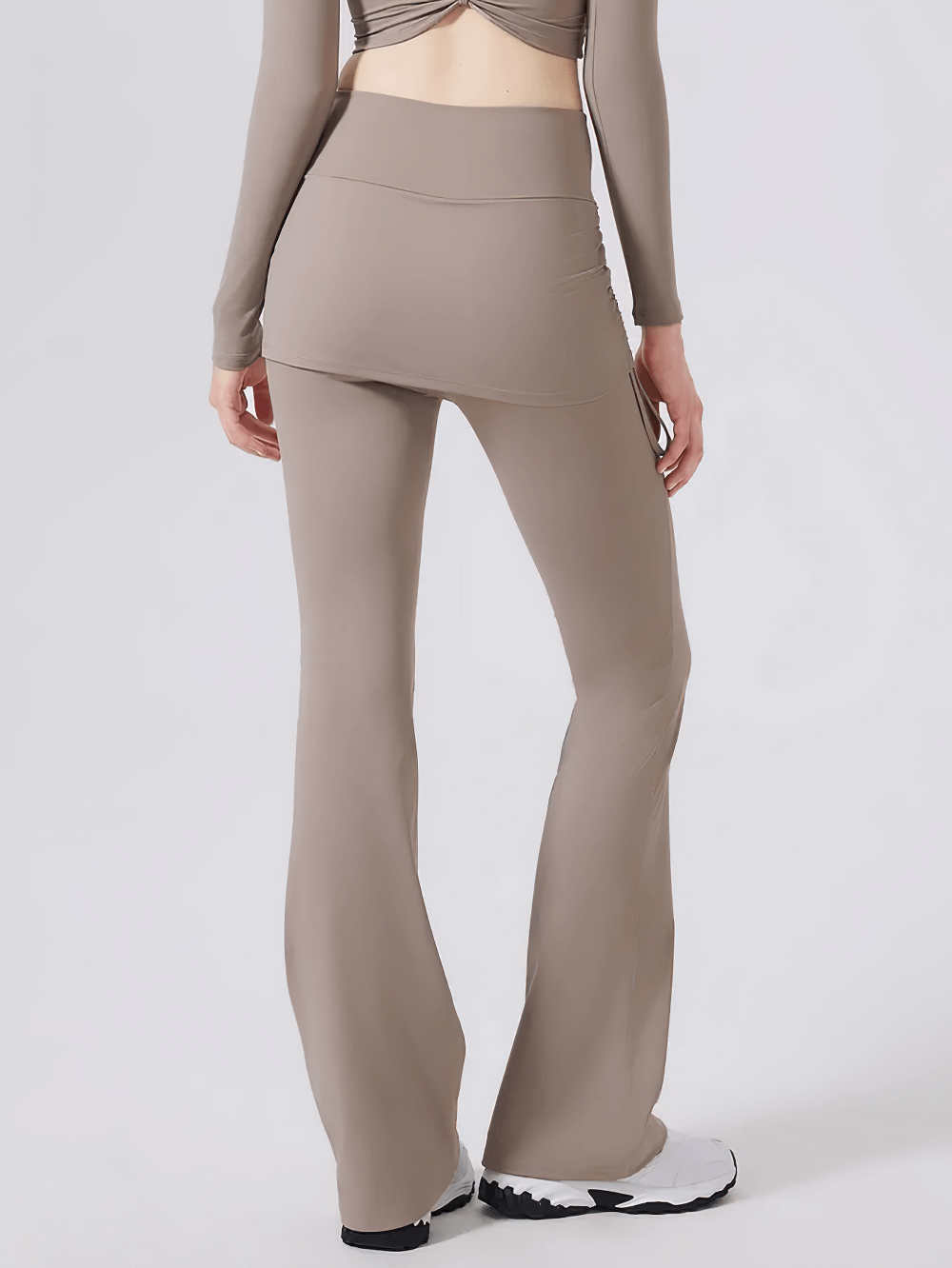 Women's High Waist Overlay Skirt Flared Yoga Pants - SF4413