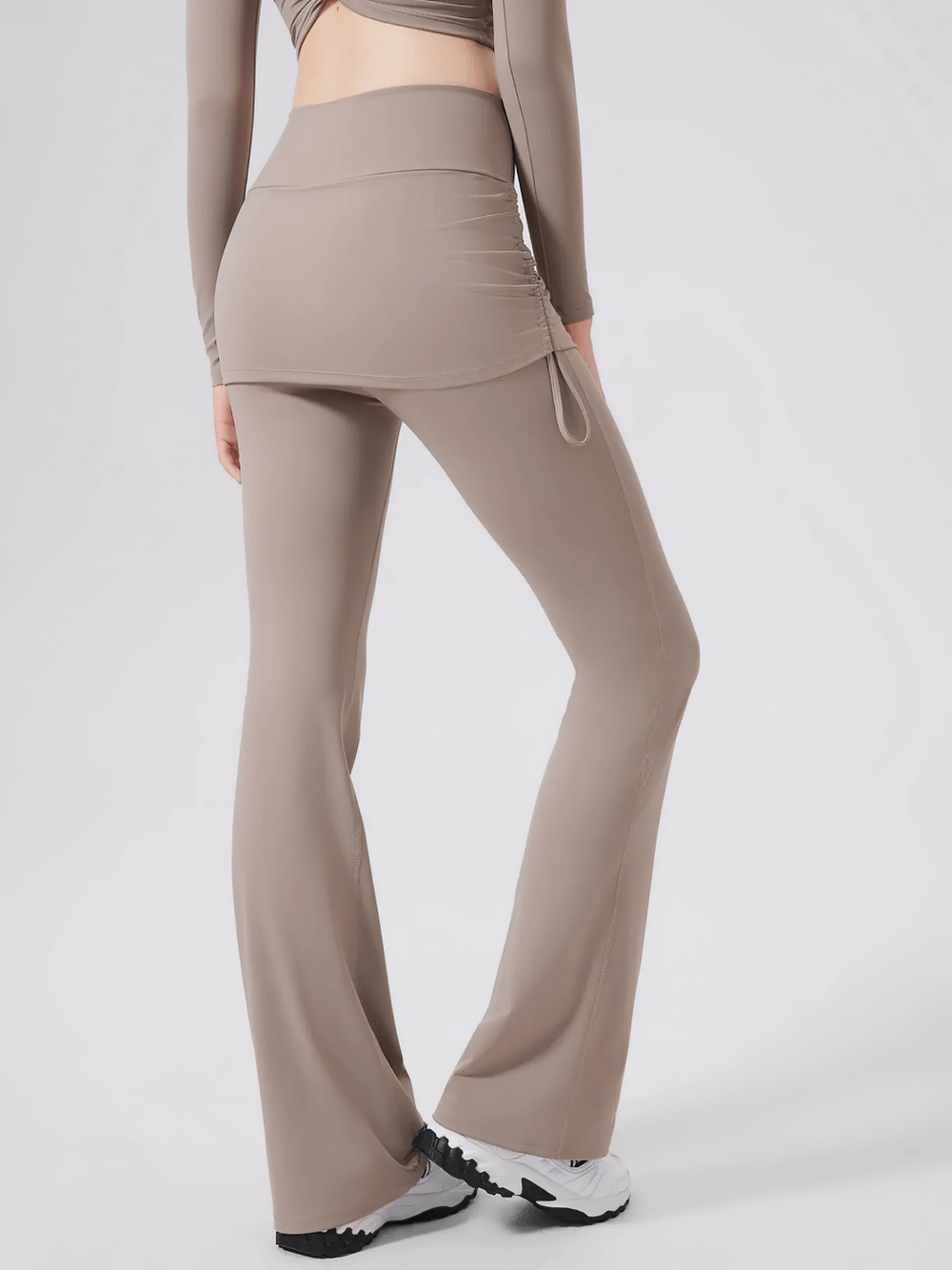Women's High Waist Overlay Skirt Flared Yoga Pants - SF4413