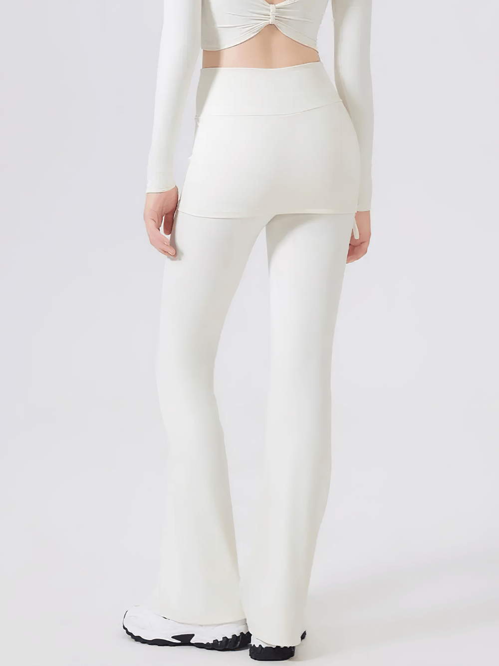 Women's High Waist Overlay Skirt Flared Yoga Pants - SF4413