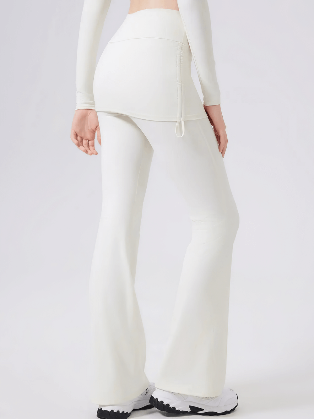 Women's High Waist Overlay Skirt Flared Yoga Pants - SF4413