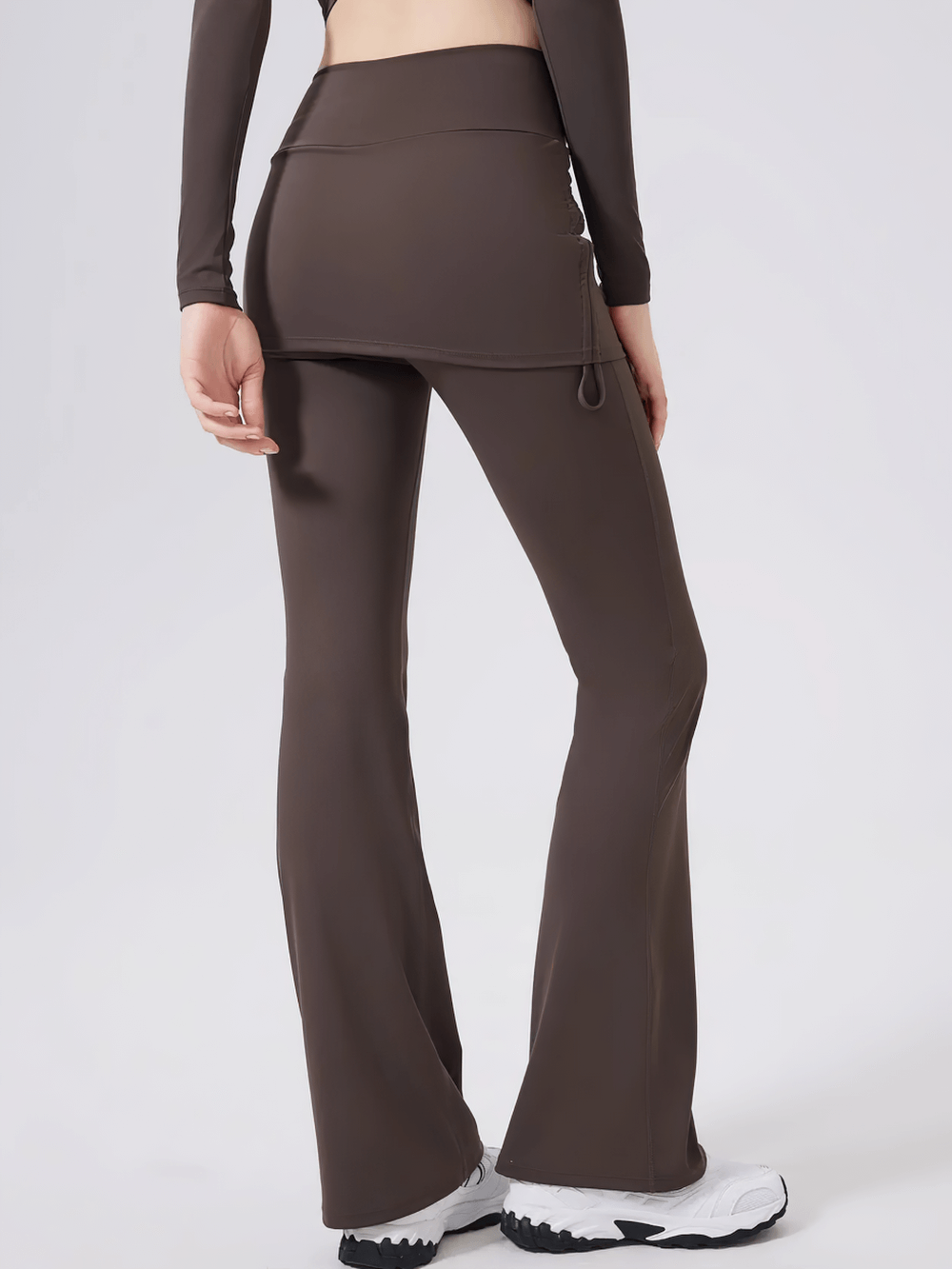 Women's High Waist Overlay Skirt Flared Yoga Pants - SF4413