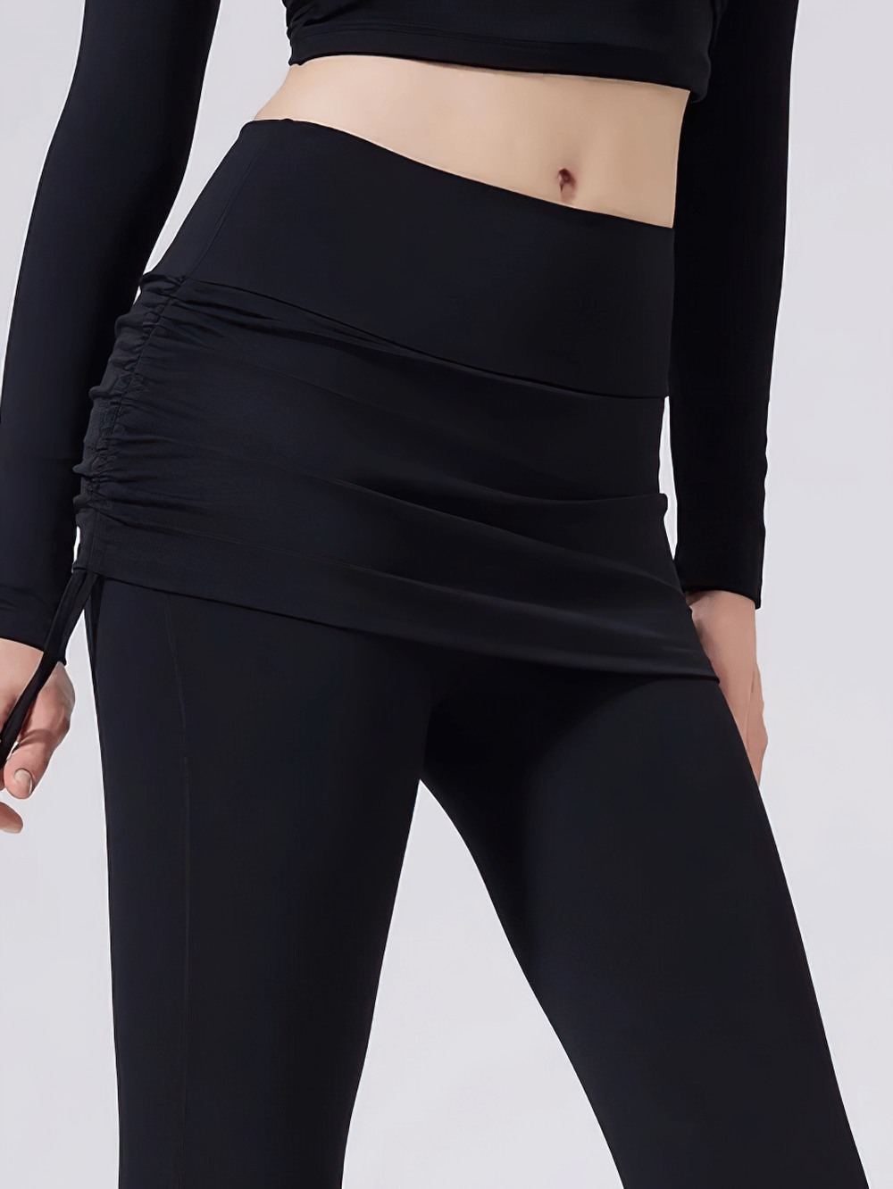 Women's High Waist Overlay Skirt Flared Yoga Pants - SF4413