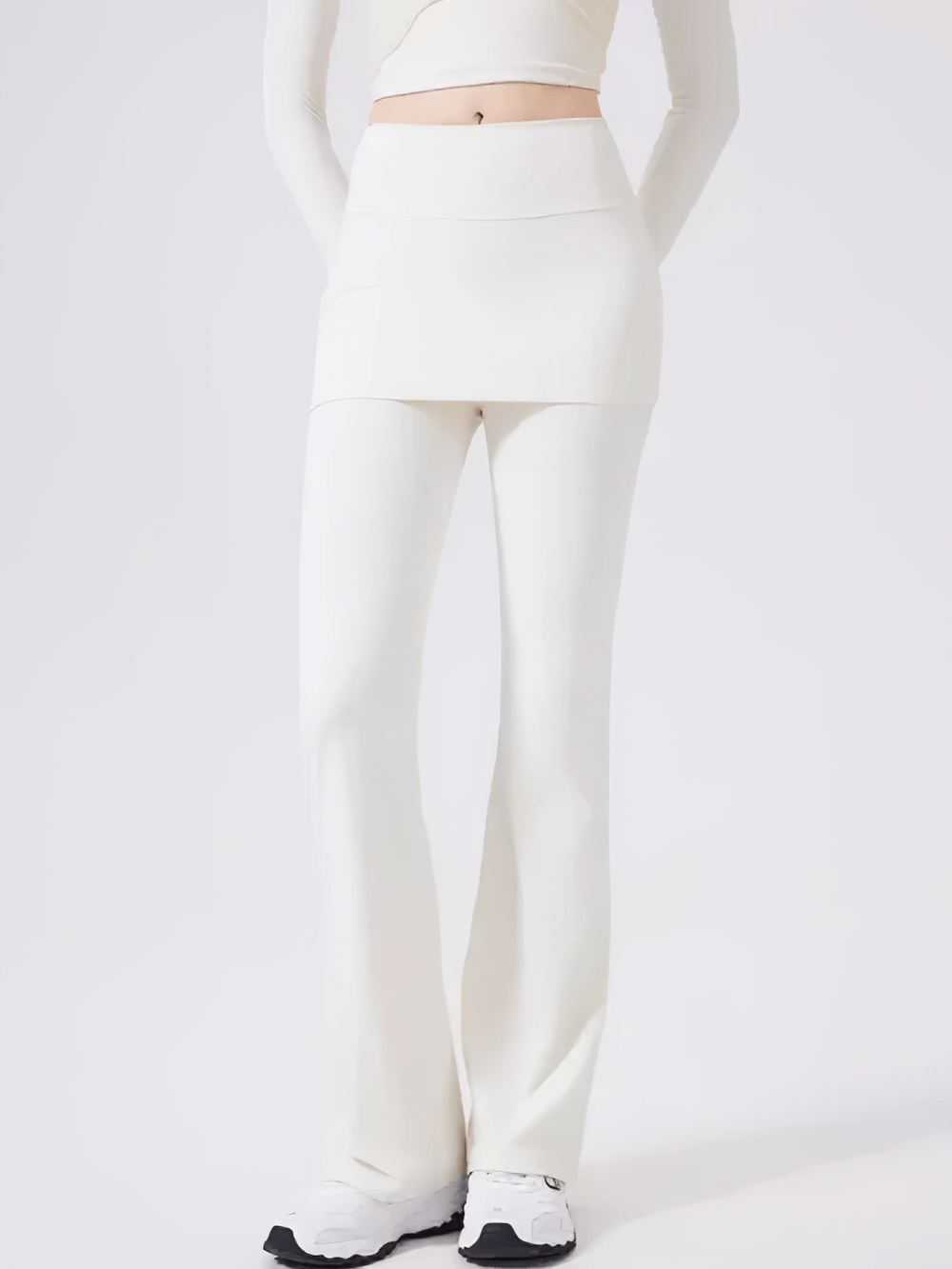 Women's High Waist Overlay Skirt Flared Yoga Pants - SF4413