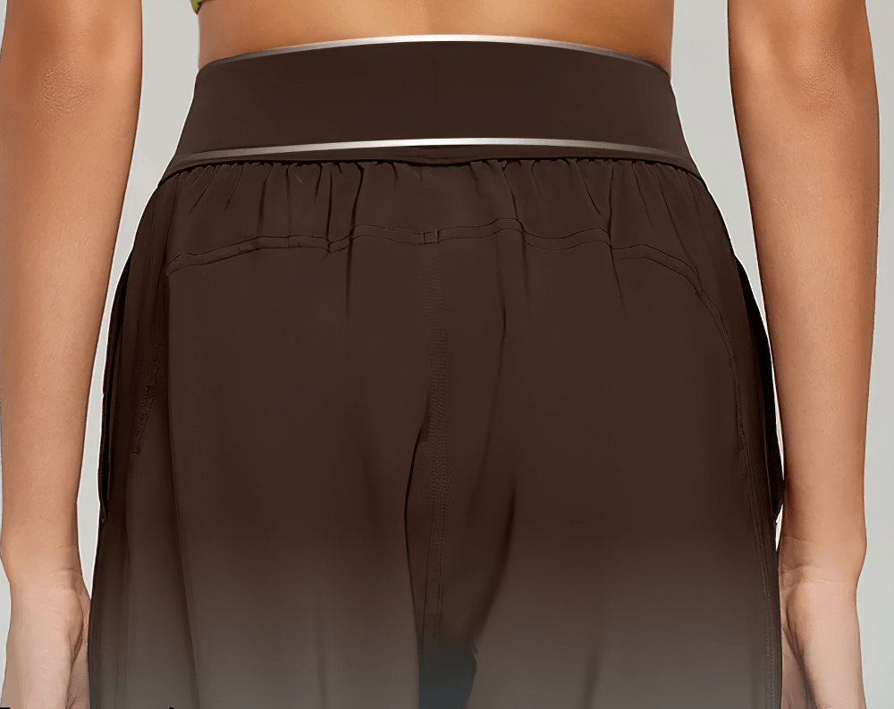 Women's High Waist Wide Leg Pleated Sports Pants - SF4499, elastic high waist wide-leg pleated breathable sports pants with pockets, front close-up