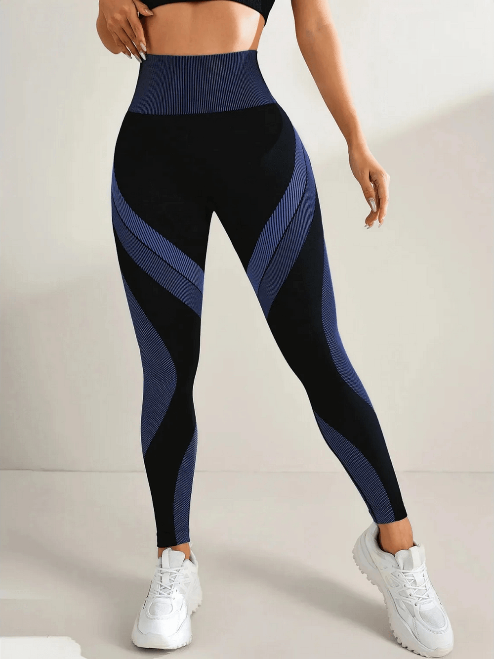 Women's Leggings with Scrunch Butt Lifting - SF4038, stylish black and blue design in action.