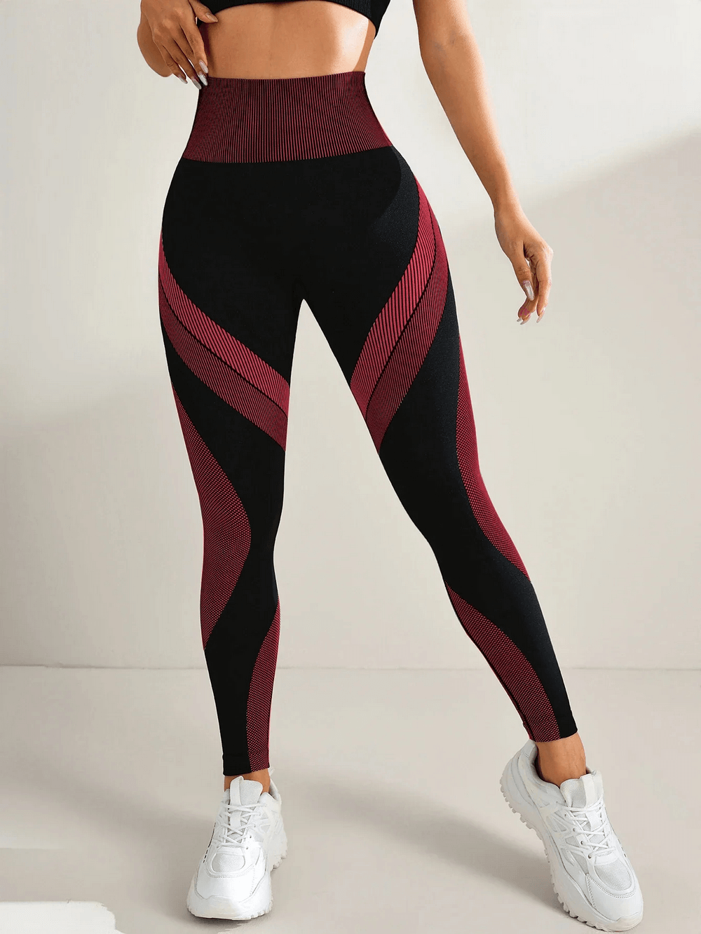 Women's Leggings with Scrunch Butt Lifting - SF4038 in black and red, showcasing unique design and style.