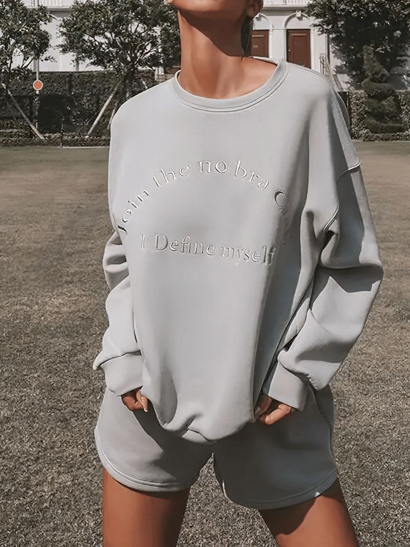 Einfarbige Sweatshirts und Shorts mit Buchstabenstickerei für Damen – SF1588 