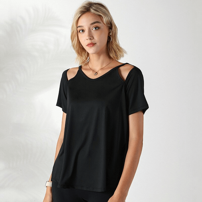Damen-T-Shirt mit lockeren, ausgehöhlten Schultern zum Laufen – SF1289 