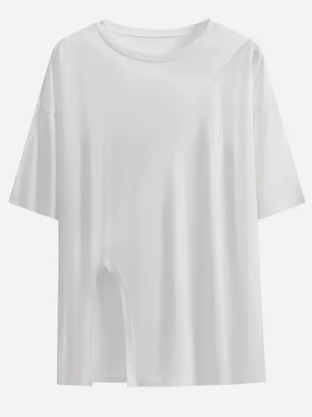 Alt Tag: Women's Loose T-Shirt Yoga Tee with Open Hem Split - SF4372 loose breathable yoga tee with side split hem, white