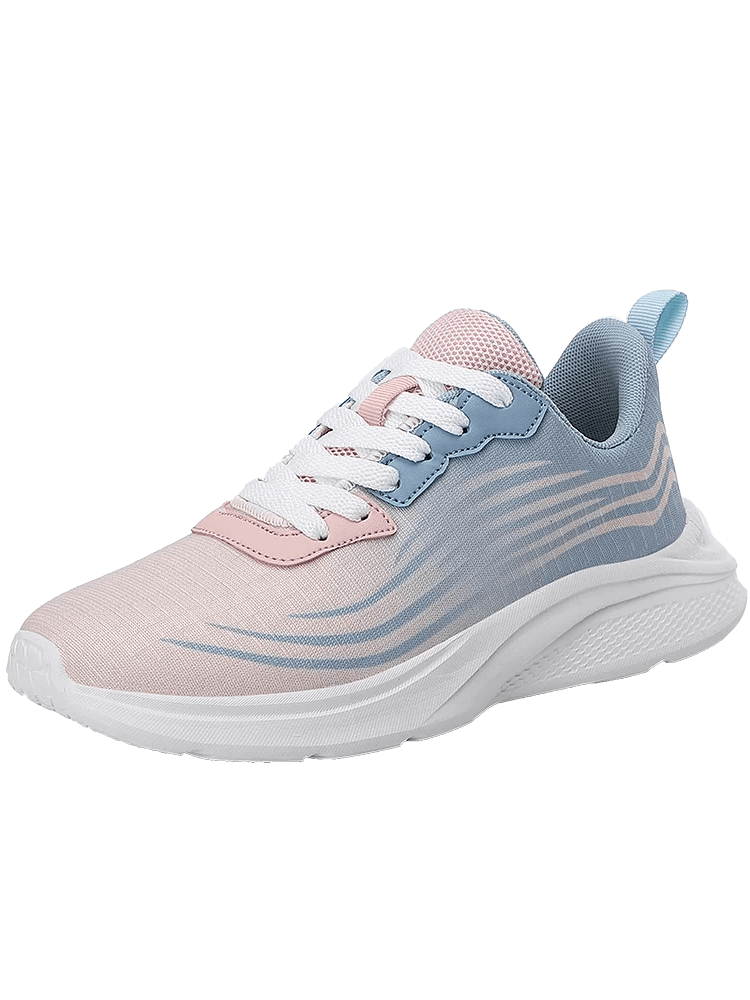 Women's Mesh Breathable Flexible Sneakers SF1708 in pink and blue, perfect for sports with polyester mesh and durable PVC outsole.
