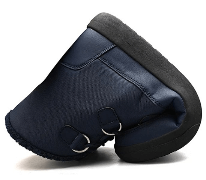 Women's navy blue non-slip insulated waterproof hiking boots with durable rubber sole, perfect for outdoor adventures.