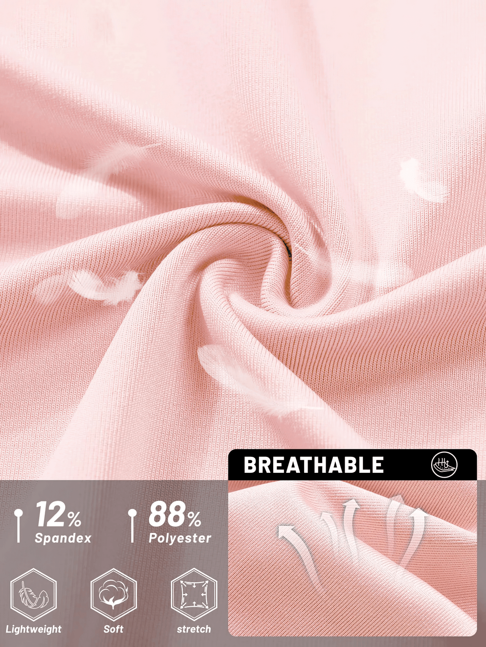 Alt Tag: Women's O-Neck UV Protection Outdoor Running Top - SF4480 breathable lightweight fabric close-up, 88% polyester 12% spandex