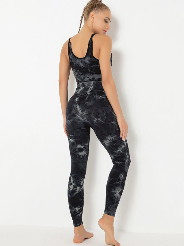 Women's printed yoga sports bra in lightweight nylon, side view. Perfect activewear for ladies who value style and comfort.