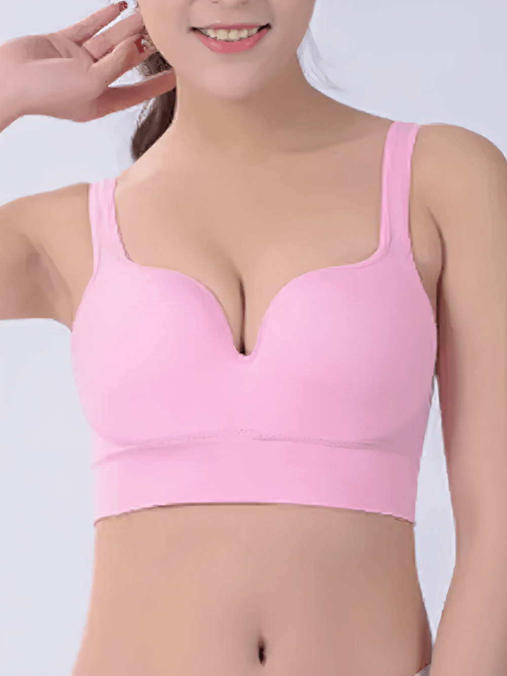 Women's Push-Up Sports Bra with Padded Cups - SF4037 in pink, offering seamless full coverage and support for yoga and daily wear.