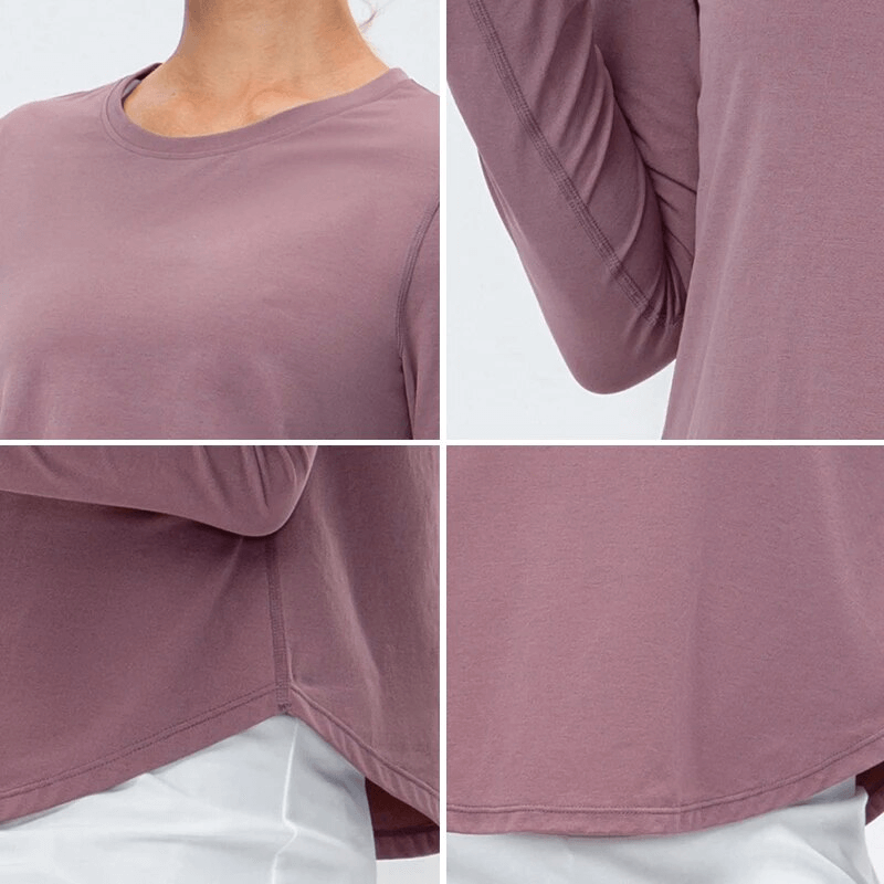 Women's quick-drying loose long-sleeve sports top SF1752 in purple, featuring lightweight, breathable fabric for yoga and exercise.