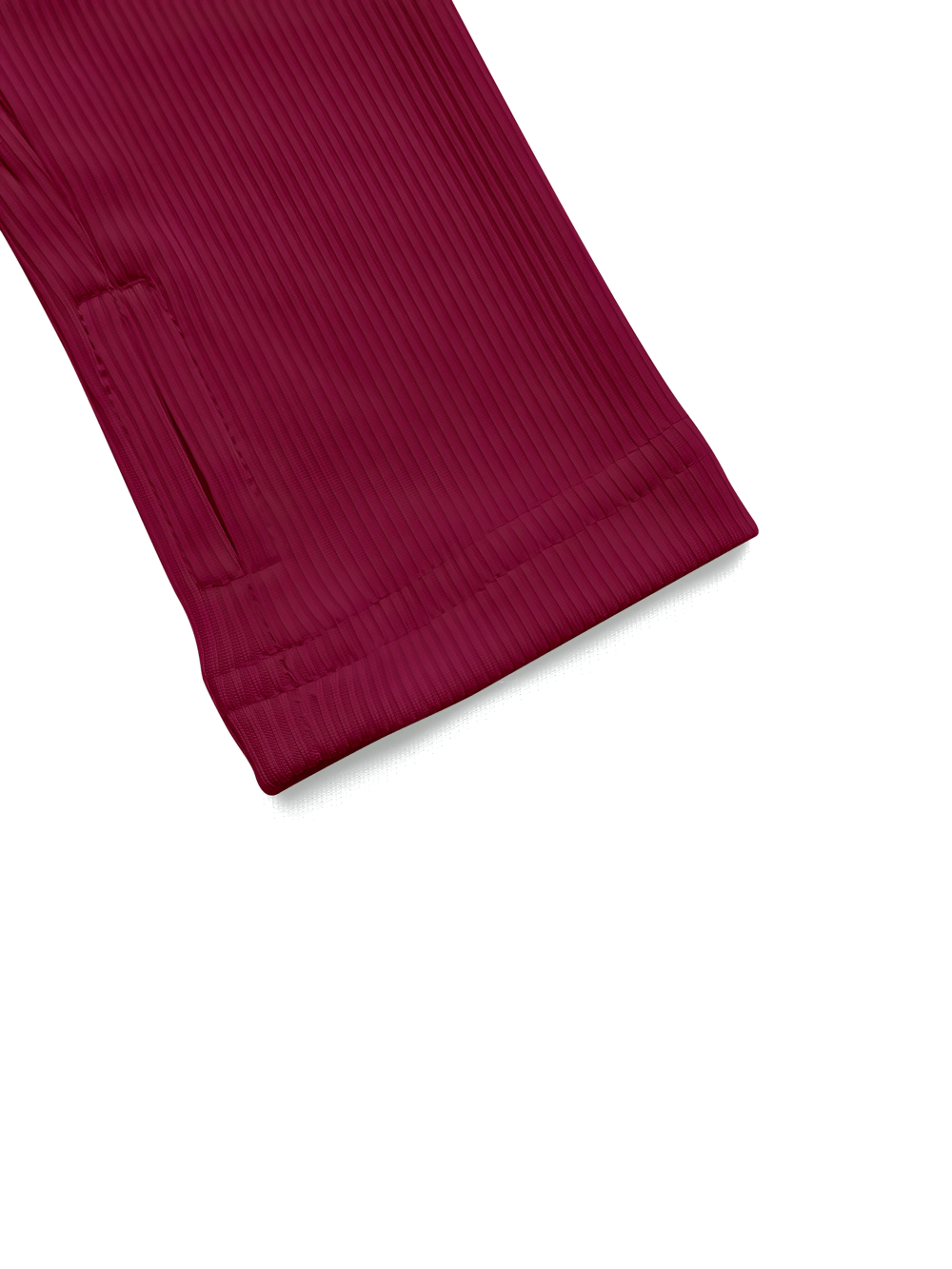 Close-up of Women's Ribbed Long Sleeve Zip Sports Jacket - SF4230 in maroon showcasing ribbed fabric texture.