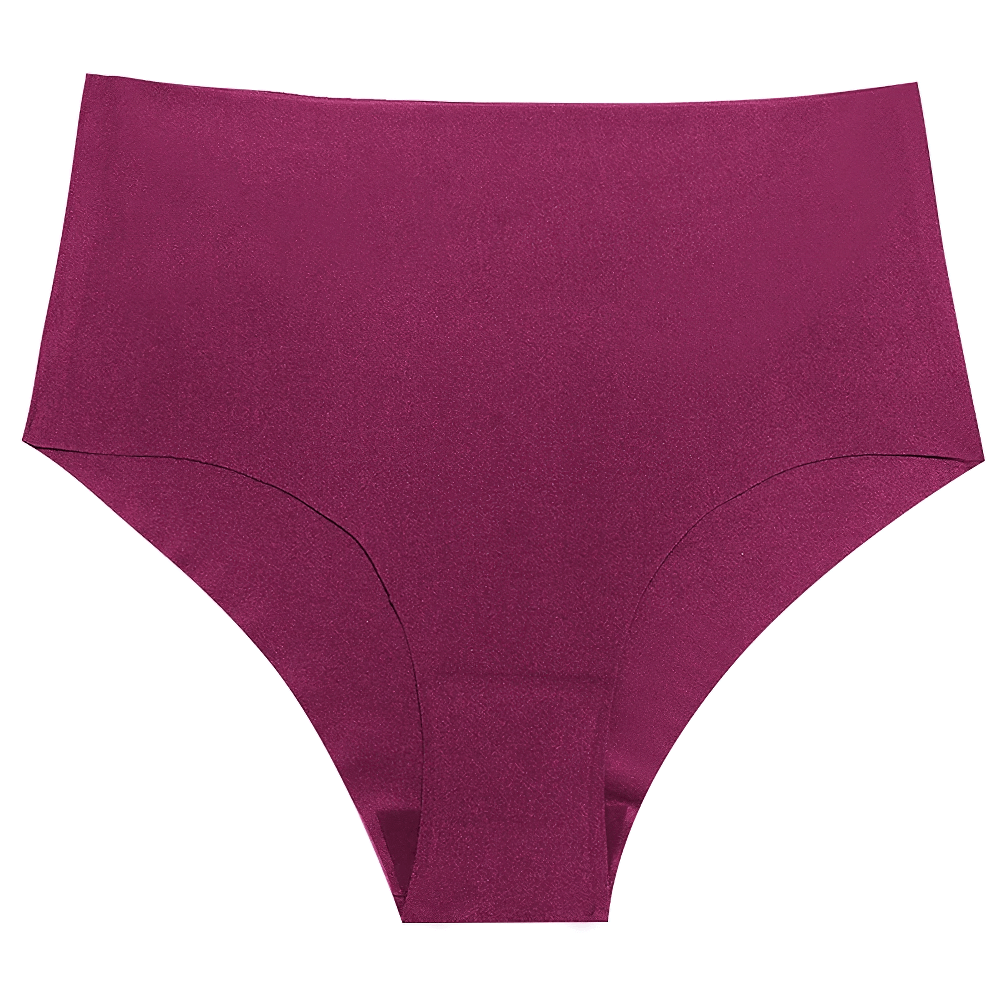 Women's seamless satin high-waist panties in magenta for full coverage and comfort - SF2504, breathable and sleek design.