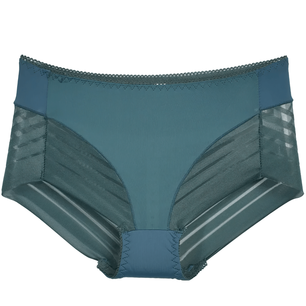 Women's Sheer Stripe High-Waist Panties SF2512, breathable mesh briefs with seamless fit, sheer panel design, in stylish teal.