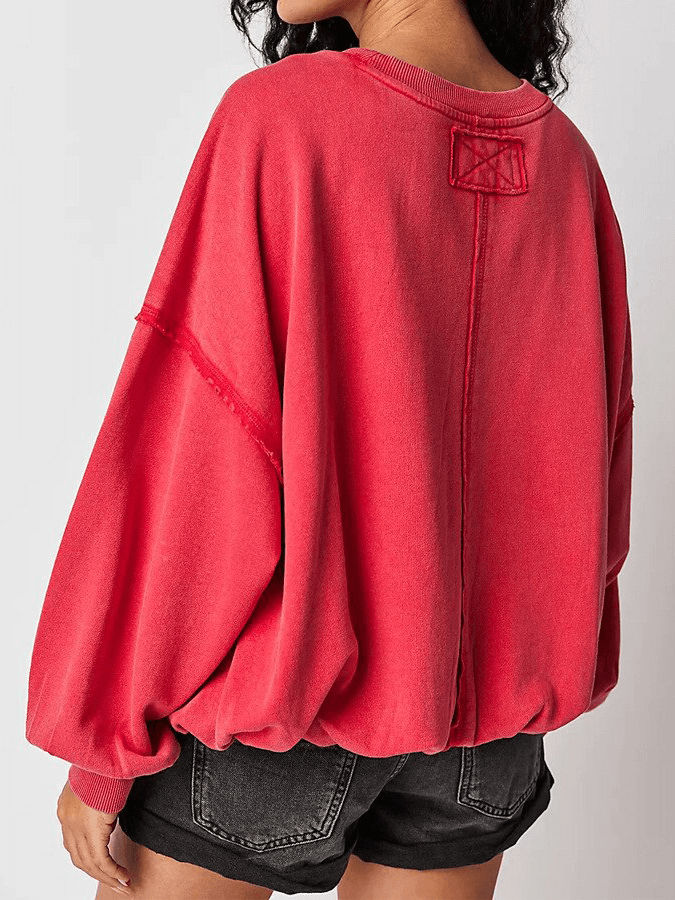 Women's Solid Color Loose Sweatshirt With Long Sleeves - SF1551
